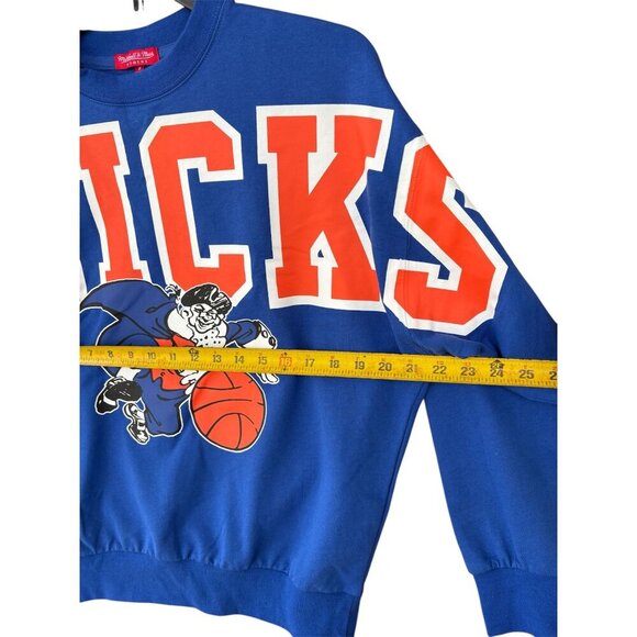 Mitchell & Ness Womens Knicks Hardwood Classics Blue Crewneck Sweatshirt NBA Gra - Picture 5 of 7